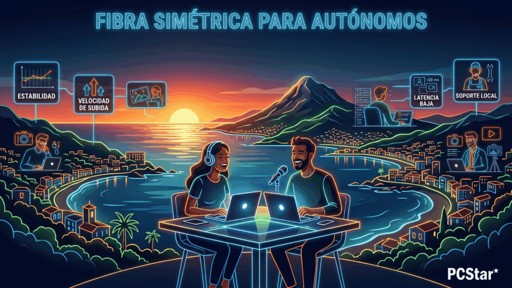 Autónomos y freelancers trabajando con fibra simétrica en la Marina Alta: estabilidad, velocidad de subida, latencia baja y soporte local