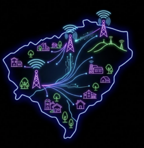 Mapa de cobertura de internet en Pego: antenas distribuyendo señal a viviendas en el núcleo urbano, zonas rurales y Monte Pego